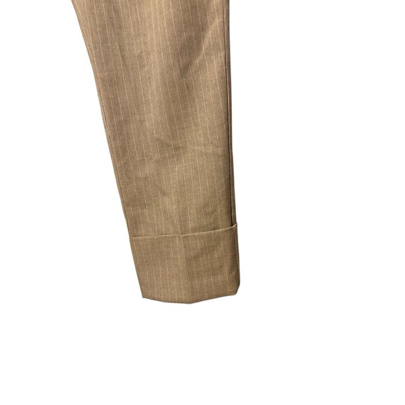 Black Label By Chicos Cropped Pants Size 8 Tan Pinstripe Wide Cuff Trousers - Picture 3 of 5